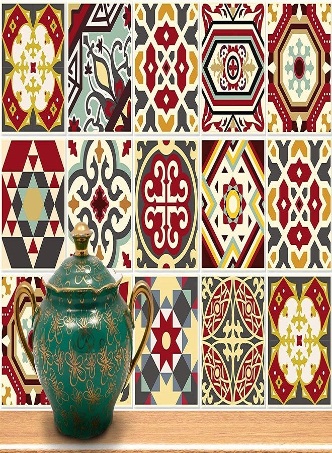 WALLTON - Moroccan - B Tile Stickers for Kitchen Backsplash Bathroom Floor Wood Glass Stick Home Décor Furniture (Multicolor, 8x8 Inch 36 pic) - Image 2